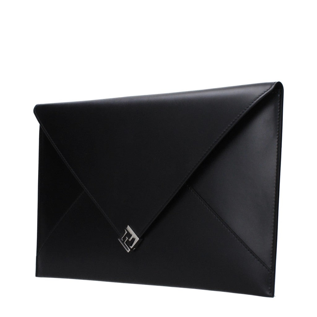Fendi Clutch met knoopsluiting – Zwart