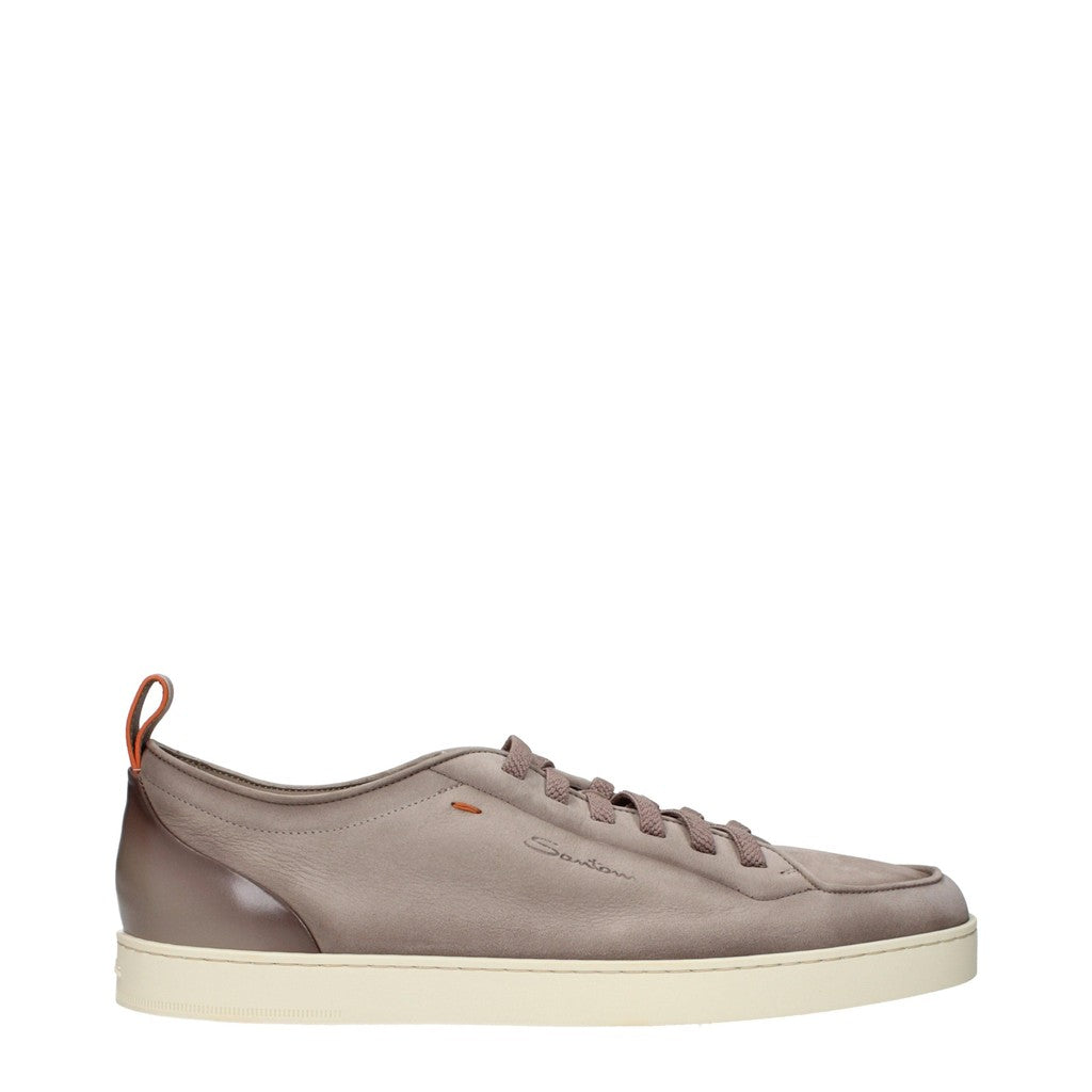 Santoni Off-Duty Sneakers van suède en leer – Beige