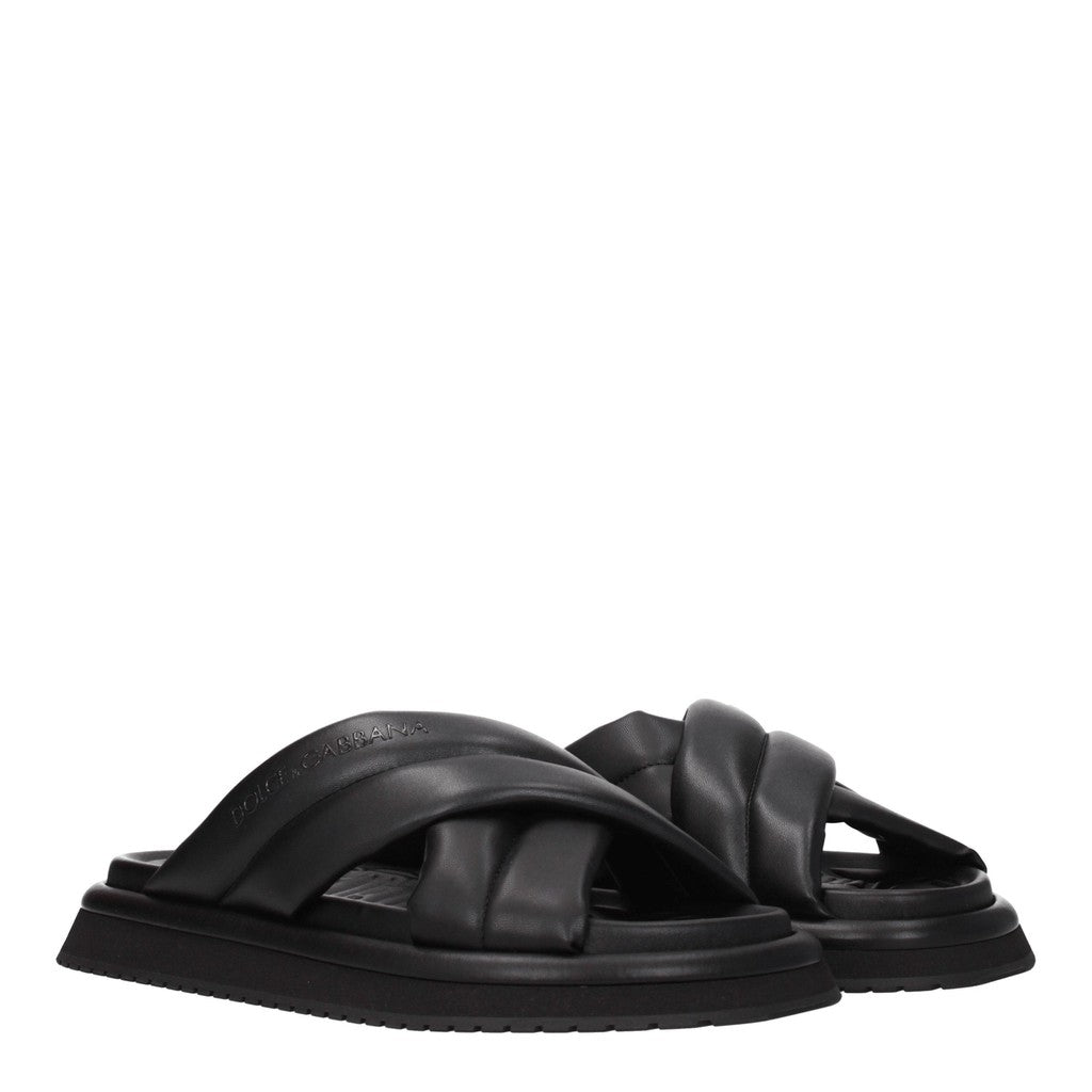 Dolce & Gabbana Leren sandalen met rubberen zool – Zwart