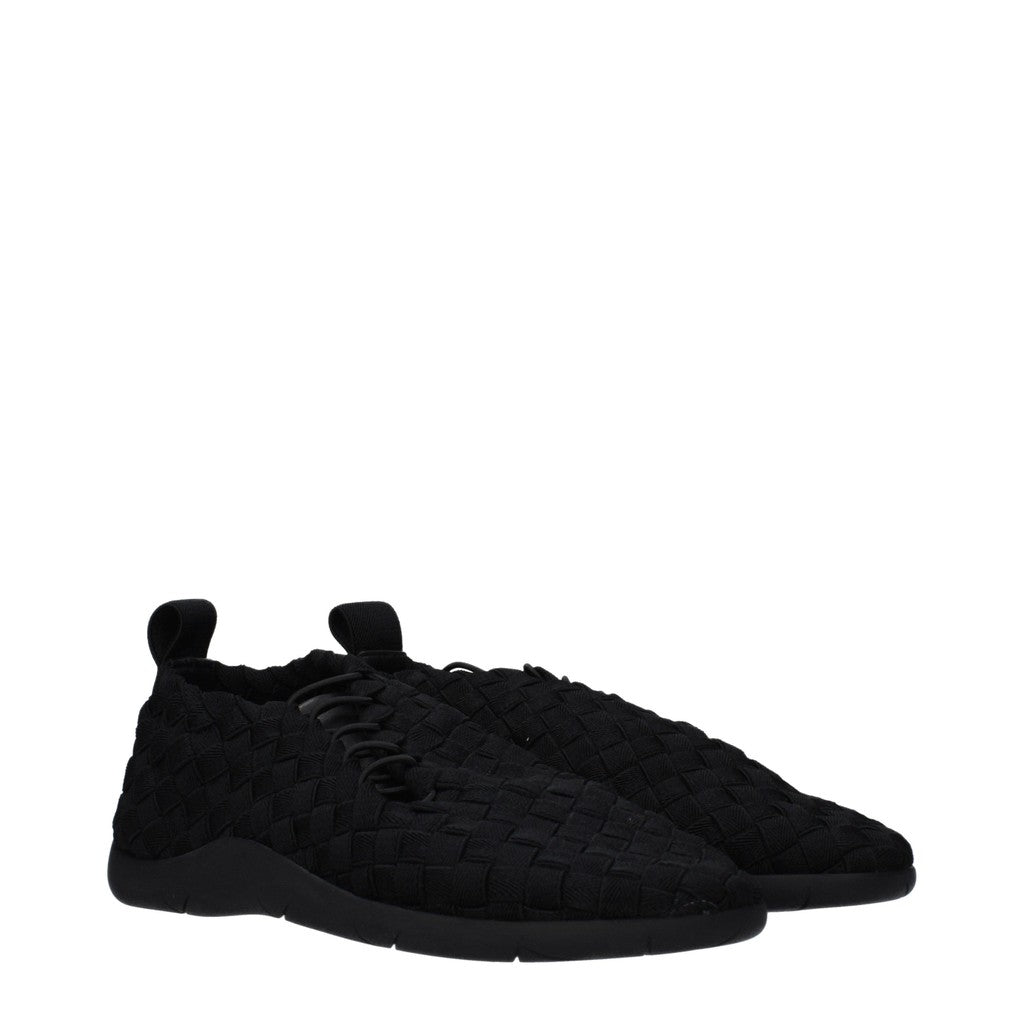 Bottega Veneta Sneakers van stof en leer met puntige neus – Zwart