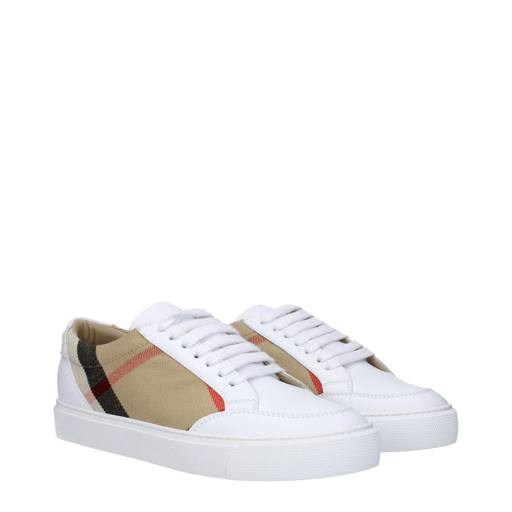 Burberry Sneakers van stof en leer met ronde neus – Beige / Wit