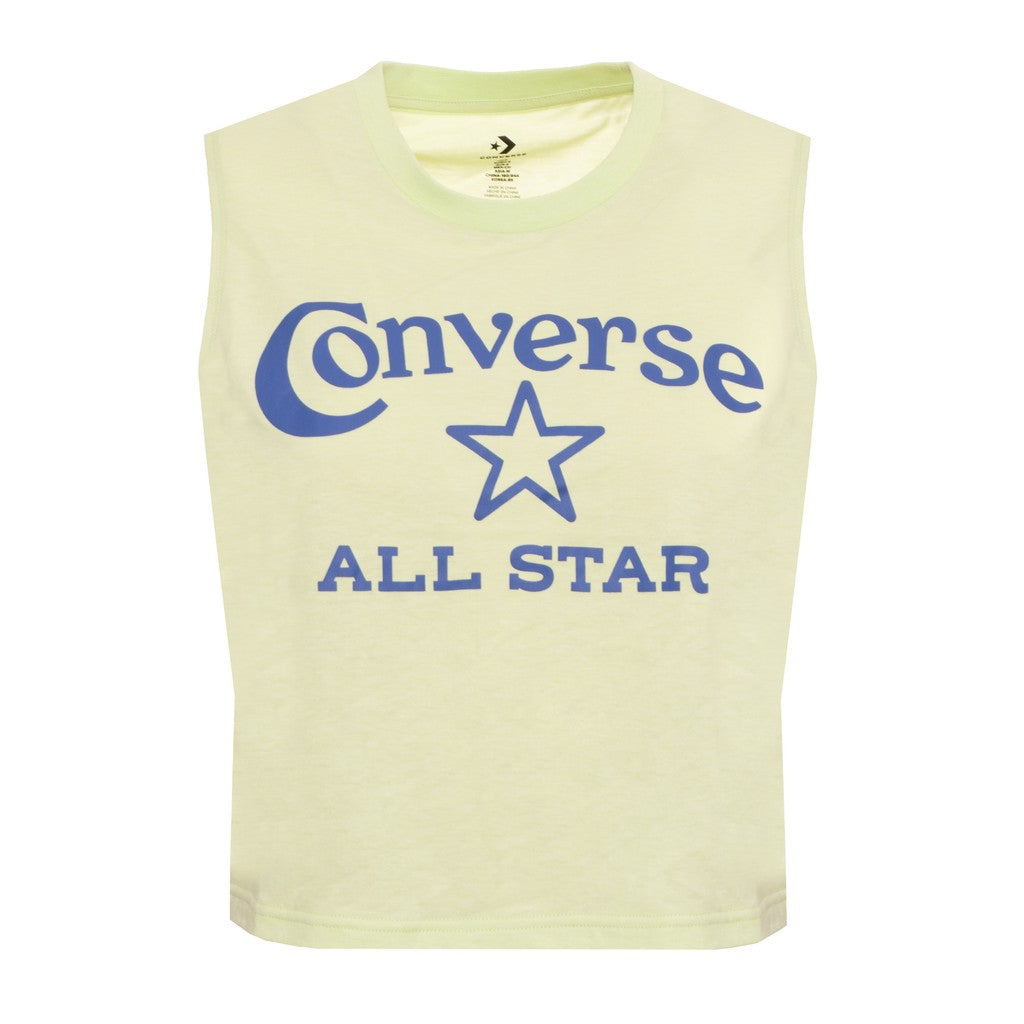 Converse Cropped tanktop met bedrukt logo – Lichtgeel