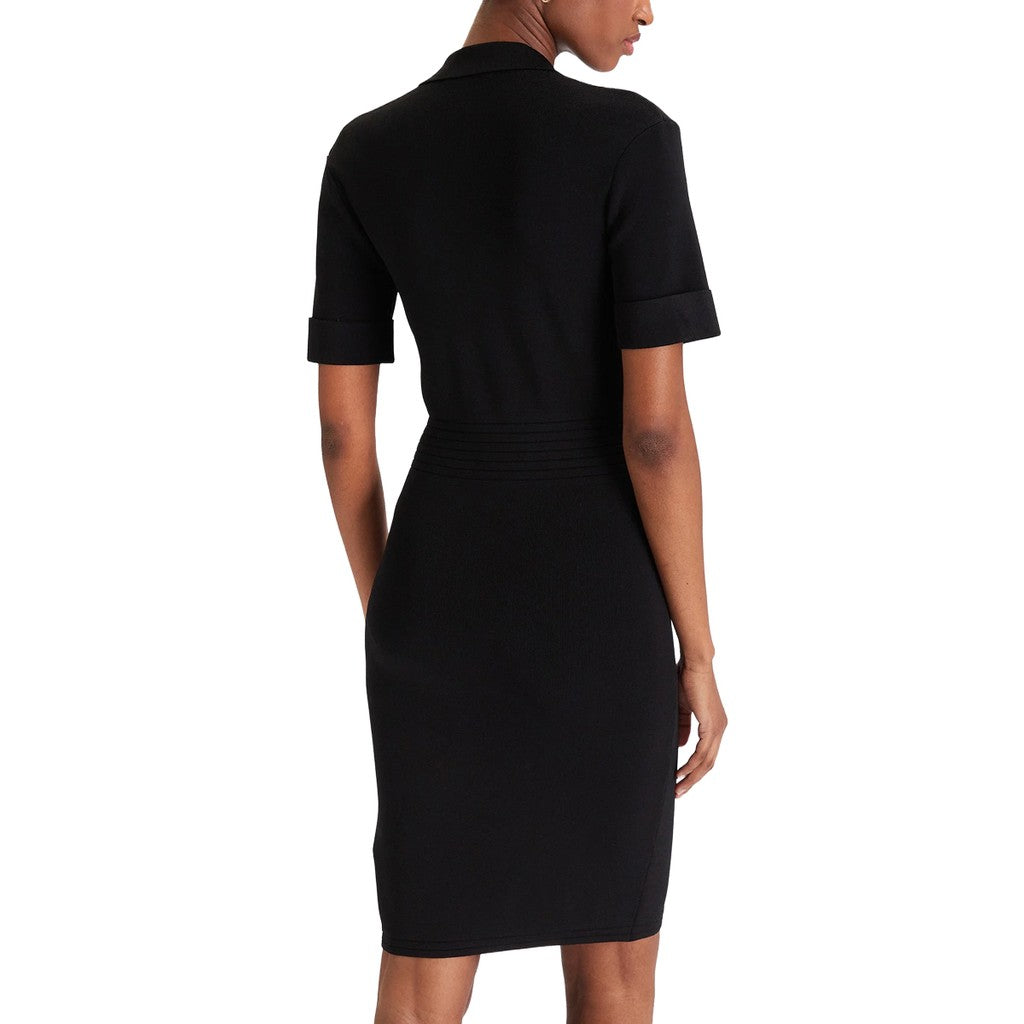 Guess Knielange jurk met V-hals – Zwart