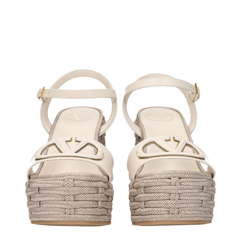 Valentino Garavani VLogo Sandalen met rubberen zool – Beige / Ivoor