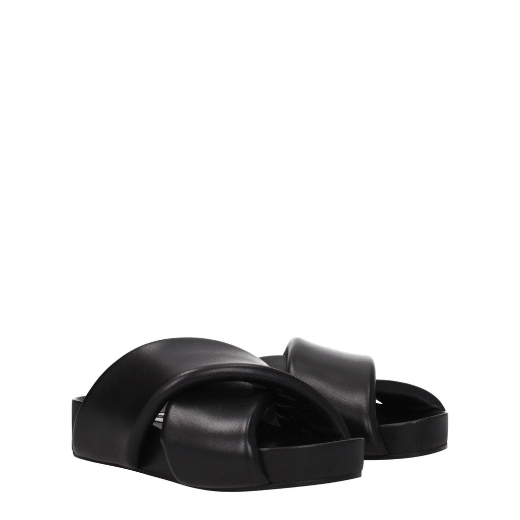 Jil Sander Cross-Strap Sandalen van leer – Zwart
