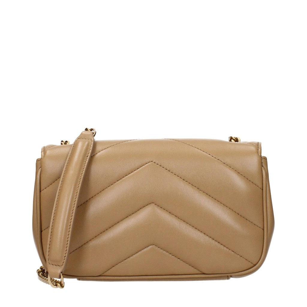 Saint Laurent Loulou Kleine schoudertas met kaartvak – Beige
