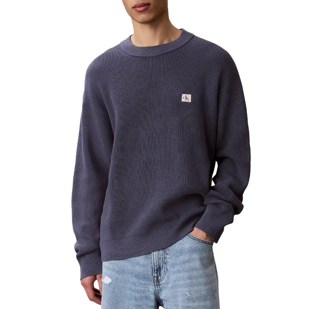 Calvin Klein Gebreide trui met ronde hals – Blauw