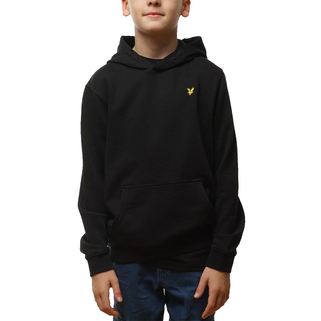 Lyle & Scott Kids Hoodie met grote zak en geborduurd logo – Zwart