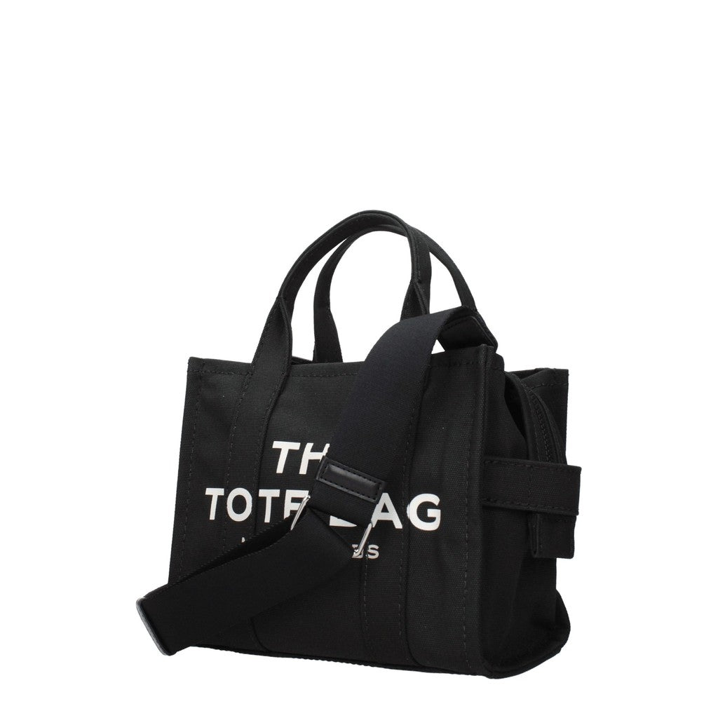 Marc Jacobs The Tote Shopper van leer en stof, compact – Zwart