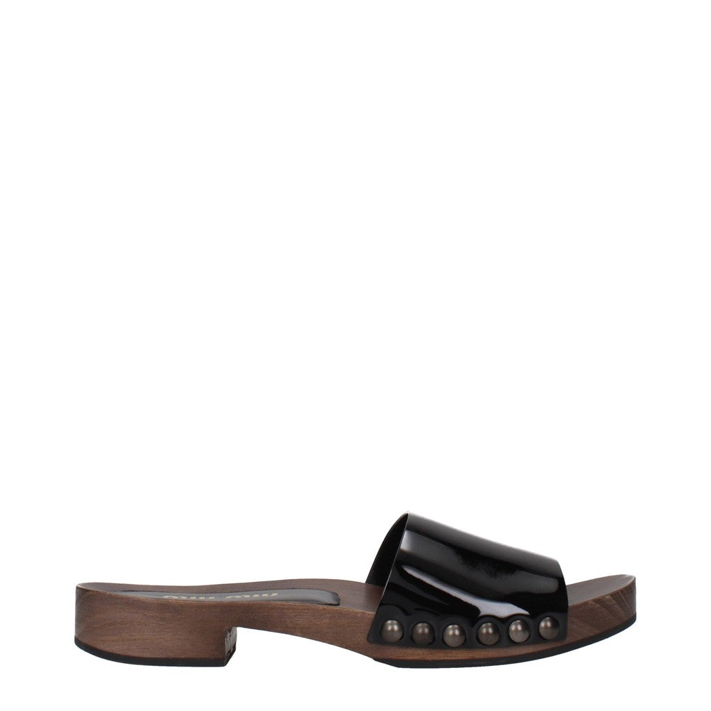 Miu Miu Lakleren clogs – Zwart
