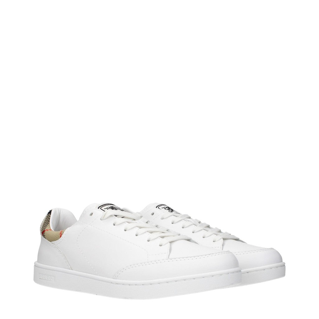 Burberry Sneakers van leer en stof met veters – Wit / Beige