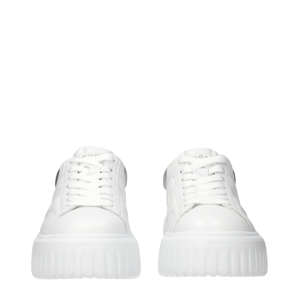 Hogan H-Stripes Leren sneakers met plateauzool – Wit / Zilver