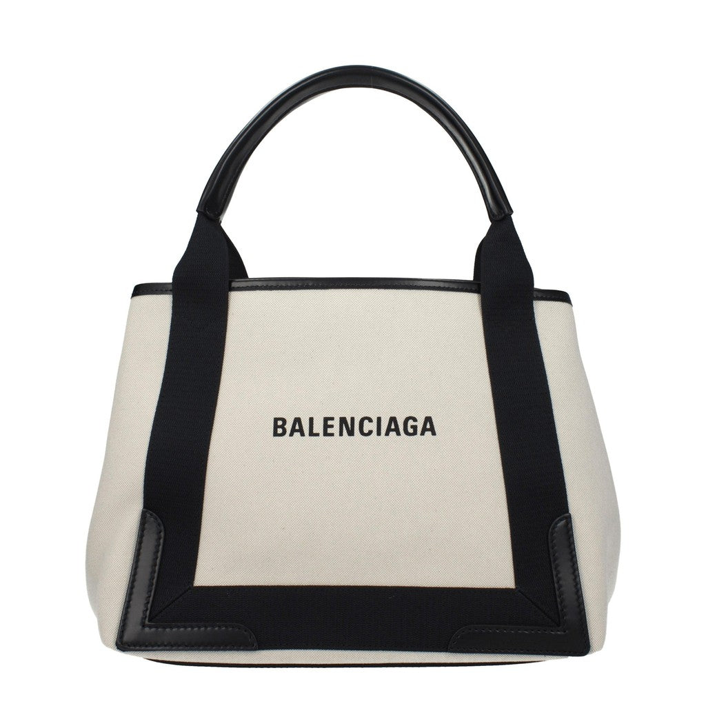 Balenciaga Navy Cabas Small Handtas – Beige / Zwart