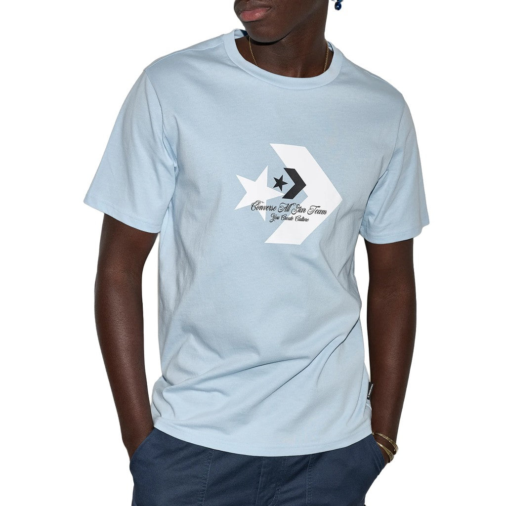 Converse T-shirt met ronde hals en bedrukt logo – Lichtblauw