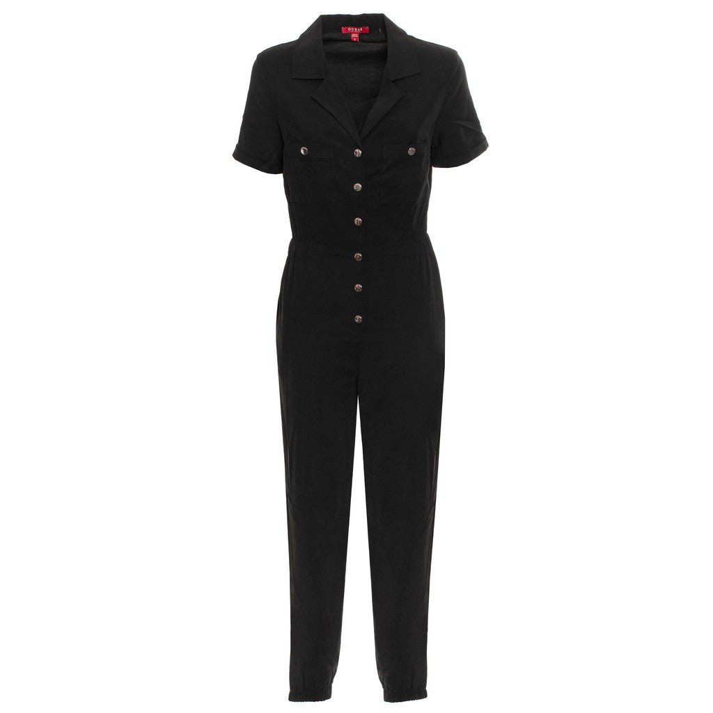 Guess Jumpsuit met korte mouwen en drukknopen – Zwart