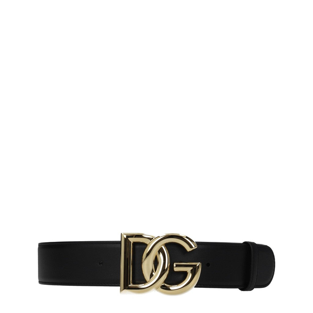 Dolce & Gabbana Leren riem – Zwart / Goud