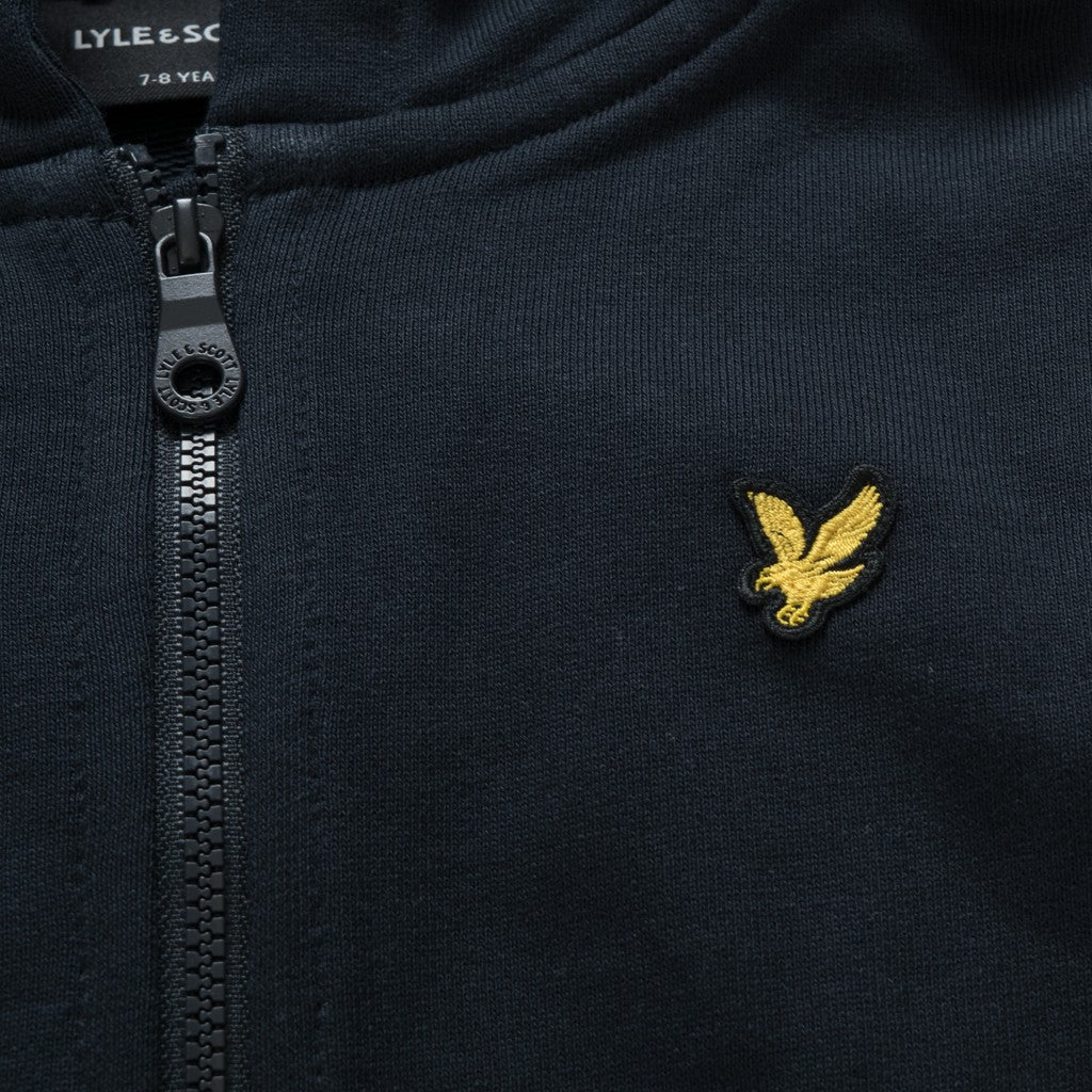 Lyle & Scott Kids Hoodie met rits en geborduurd logo – Donkerblauw