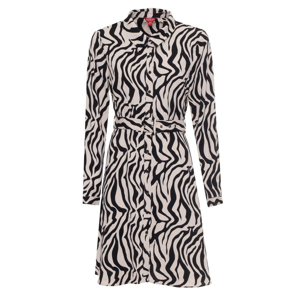 Guess Jurk met knoopsluiting en ceintuur – Zwart / Wit