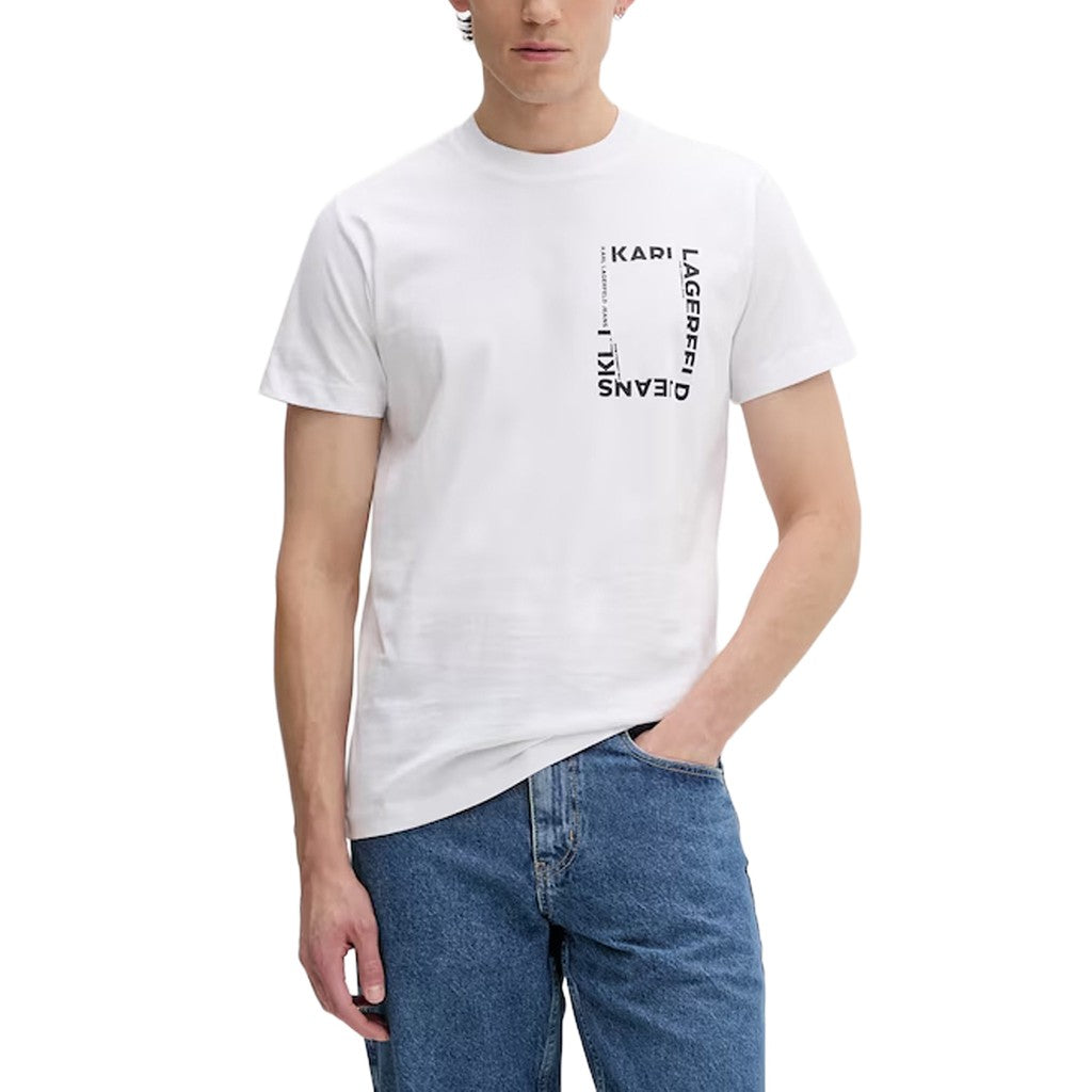 Karl Lagerfeld Slim fit T-shirt met framelogo – Wit