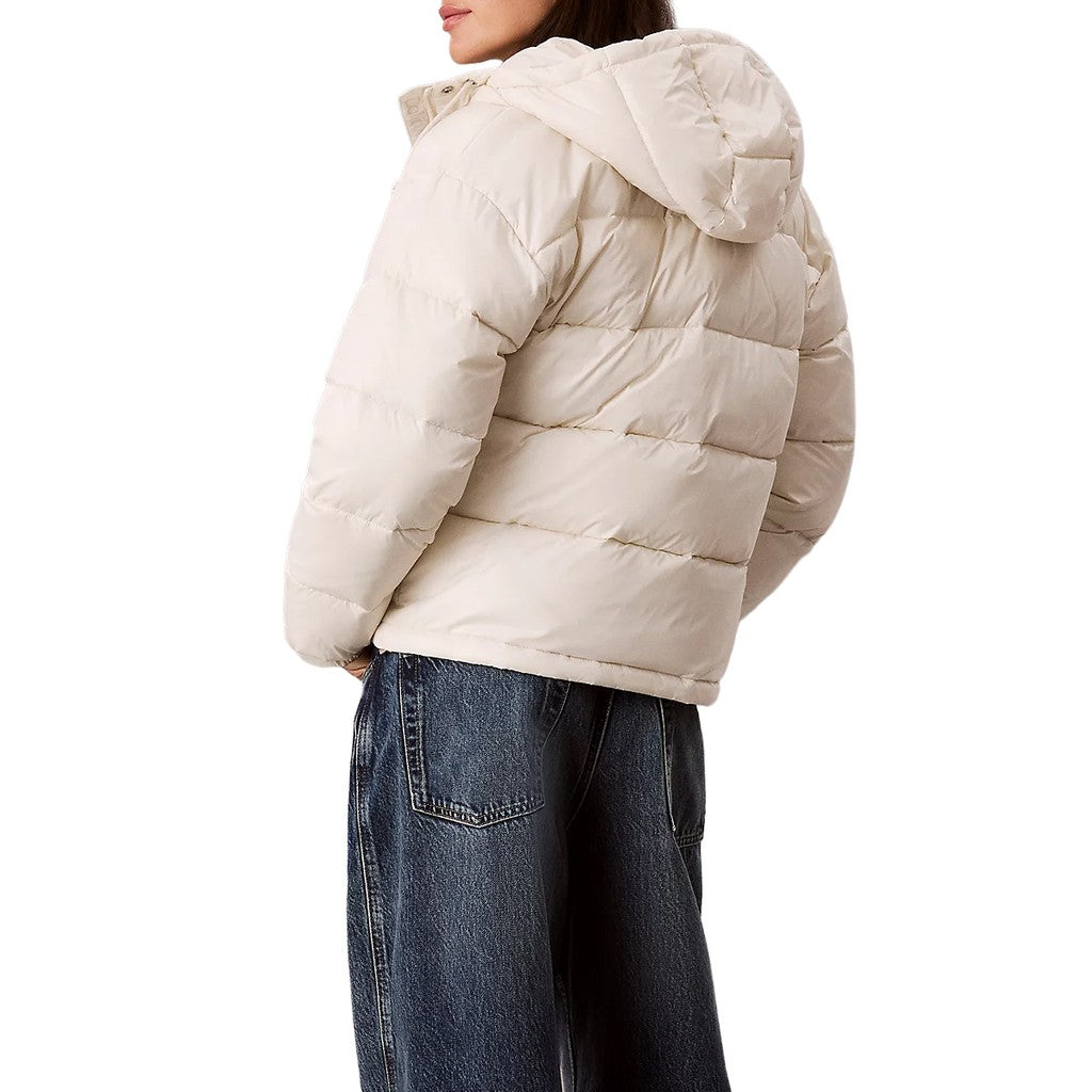 Calvin Klein Donsjas met capuchon en logo – Wit