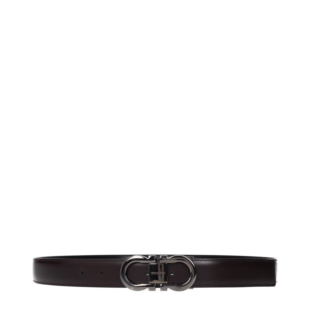 Salvatore Ferragamo Gancini Riem met zilverkleurige details – Bruin / Zwart