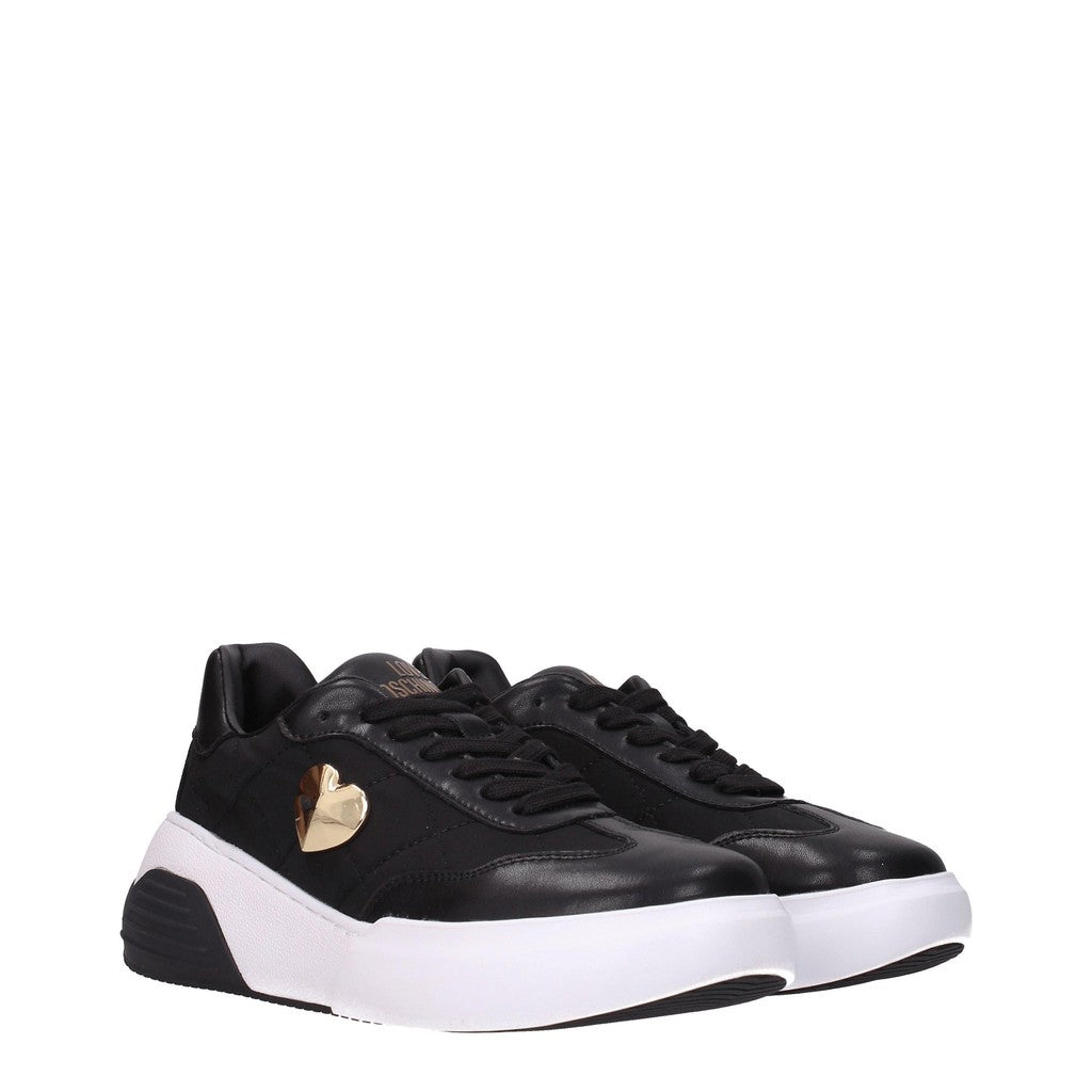 Love Moschino Sneakers van leer en stof – Zwart