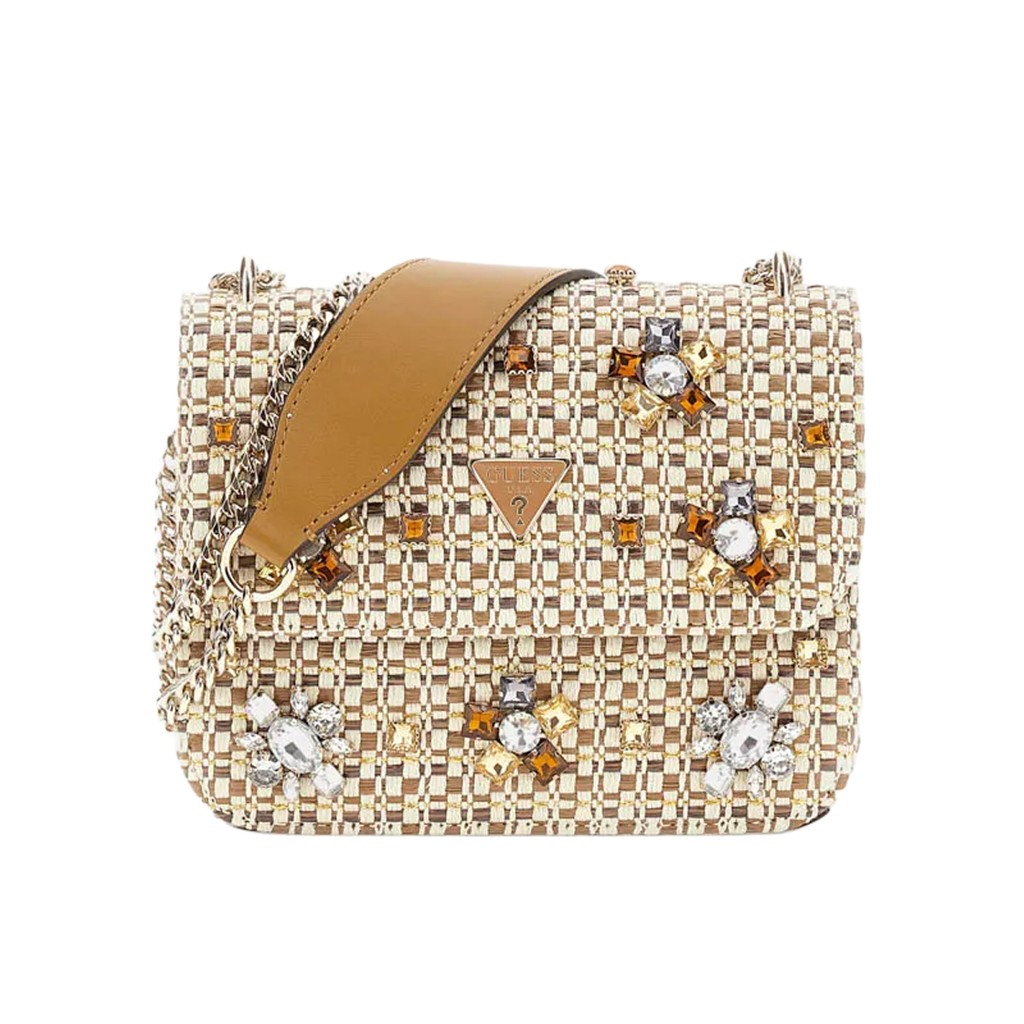 Guess Crossbodytas met magneetsluiting en logo – Beige / Bruin