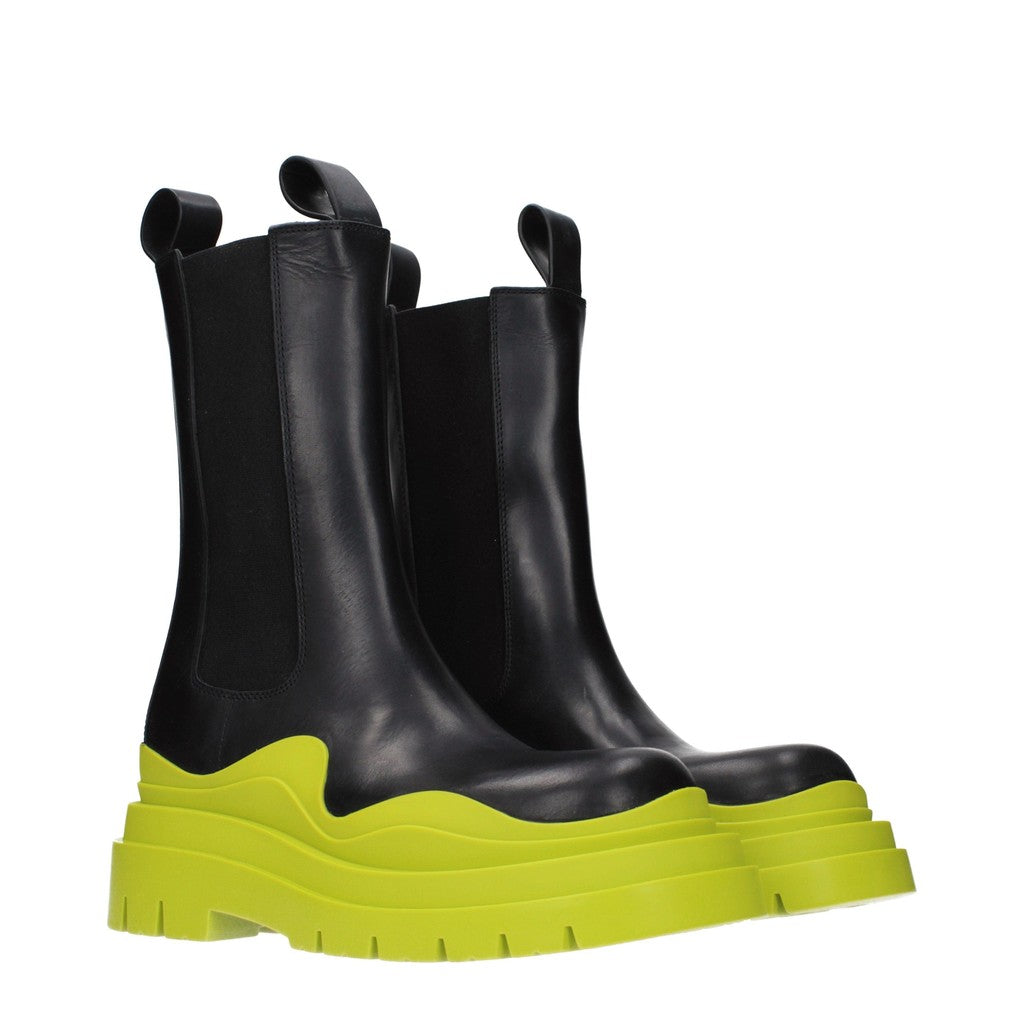 Bottega Veneta Tire Enkellaarzen – Zwart / Limegroen