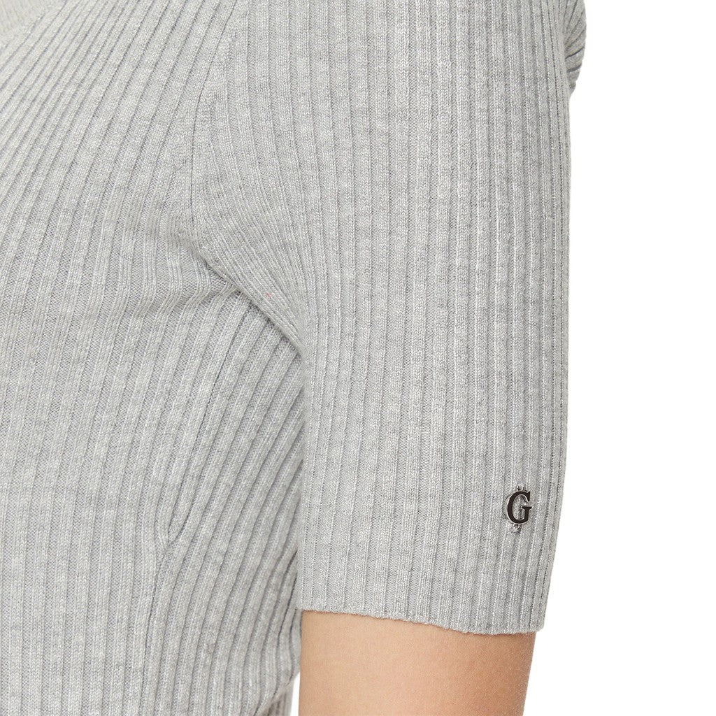 Guess Midi-jurk met V-hals en korte mouwen – Lichtgrijs