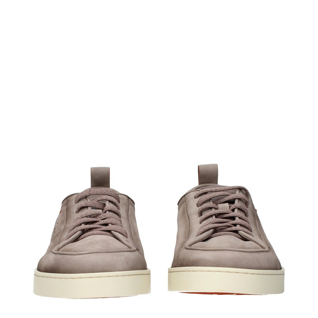 Santoni Off-Duty Sneakers van suède en leer – Beige