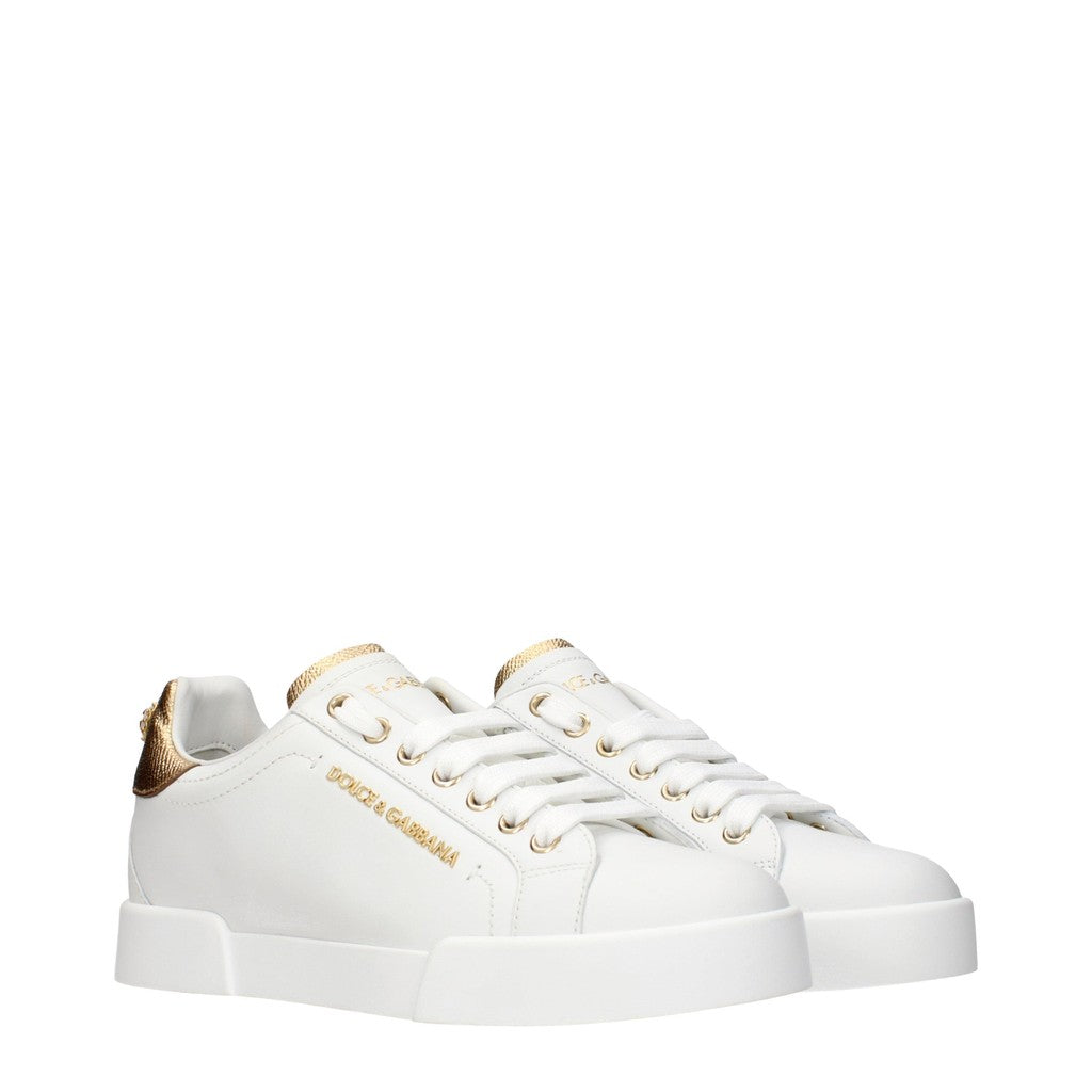 Dolce & Gabbana Sneakers met veters – Wit / Goud