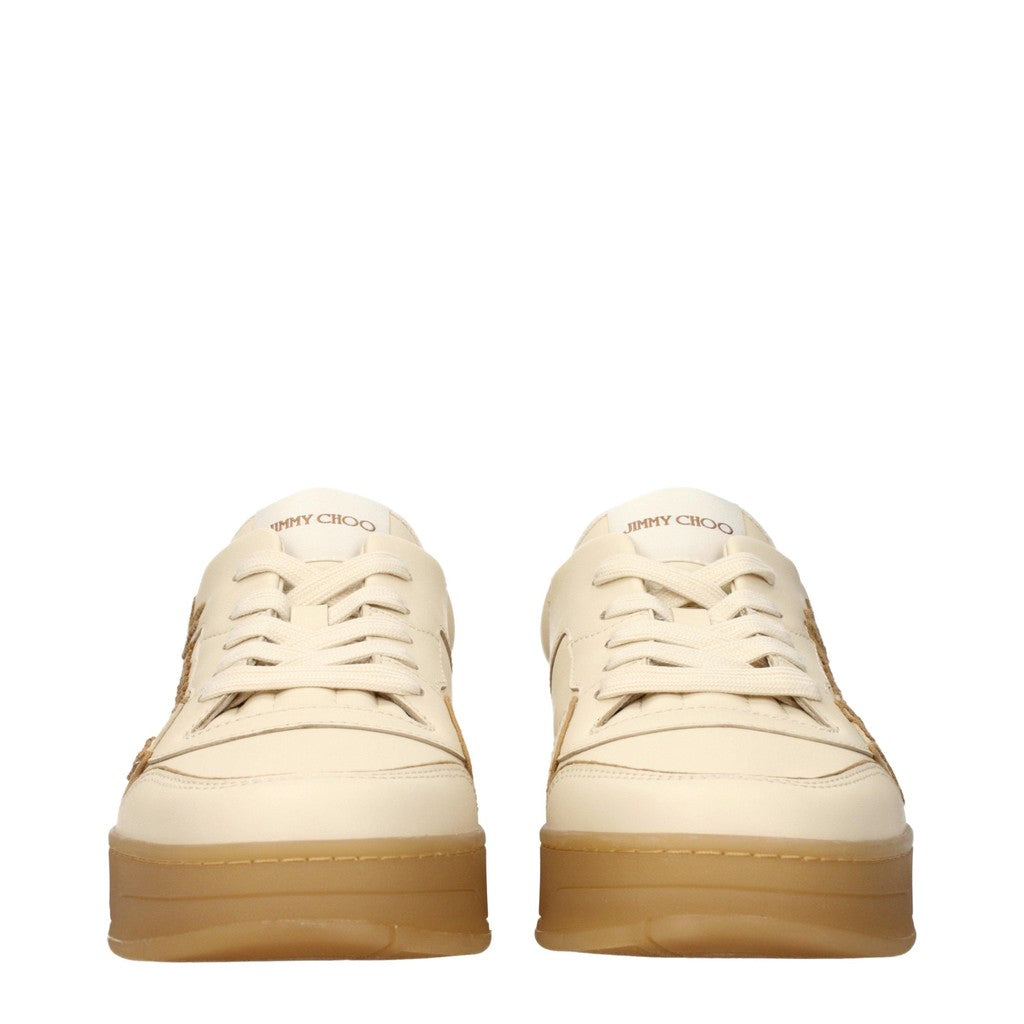 Jimmy Choo Florent Sneakers met vetersluiting en ronde neus – Beige
