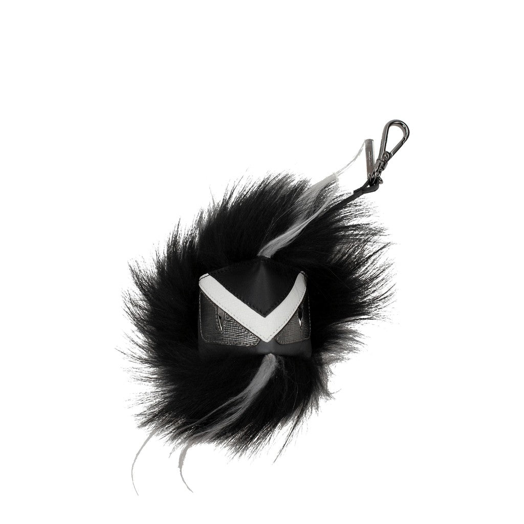 Fendi Sleutelhanger van leer en bont – Zwart