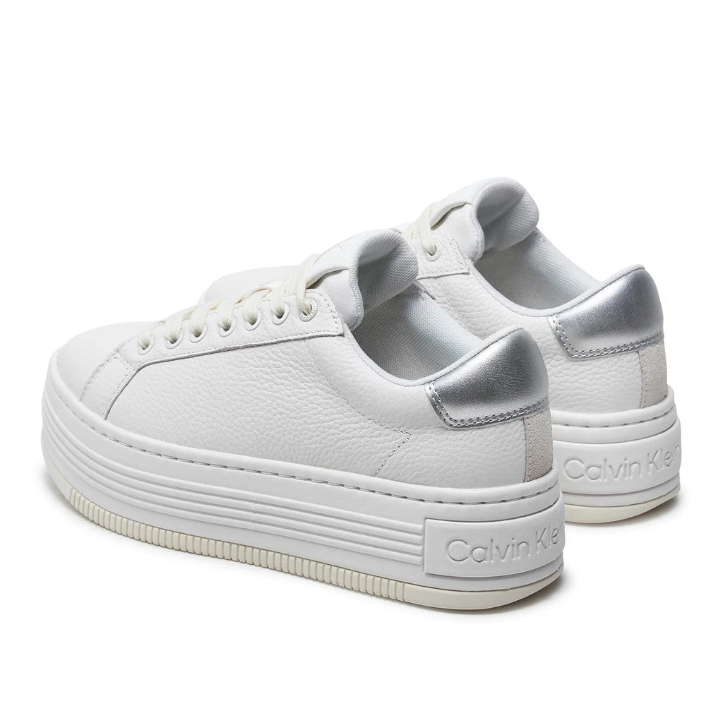 Calvin Klein Sneakers met veters en rubberen zool – Wit / Zilver