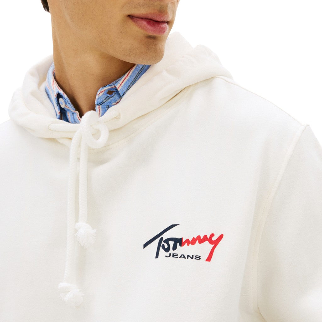 Tommy Jeans Regular Fit Hoodie van geborstelde stof met bedrukt logo – Ecru