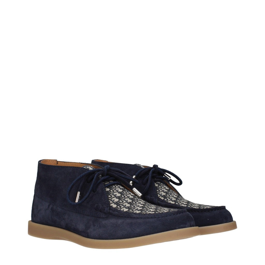 Christian Dior Suède boots met rubberen zool – Blauw / Beige