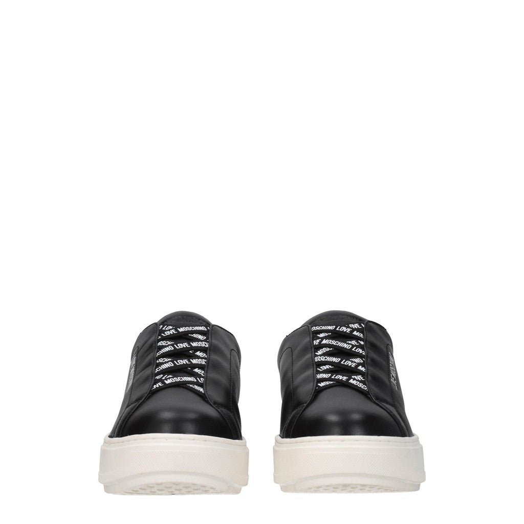 Love Moschino Leren sneakers met rubberen zool – Zwart