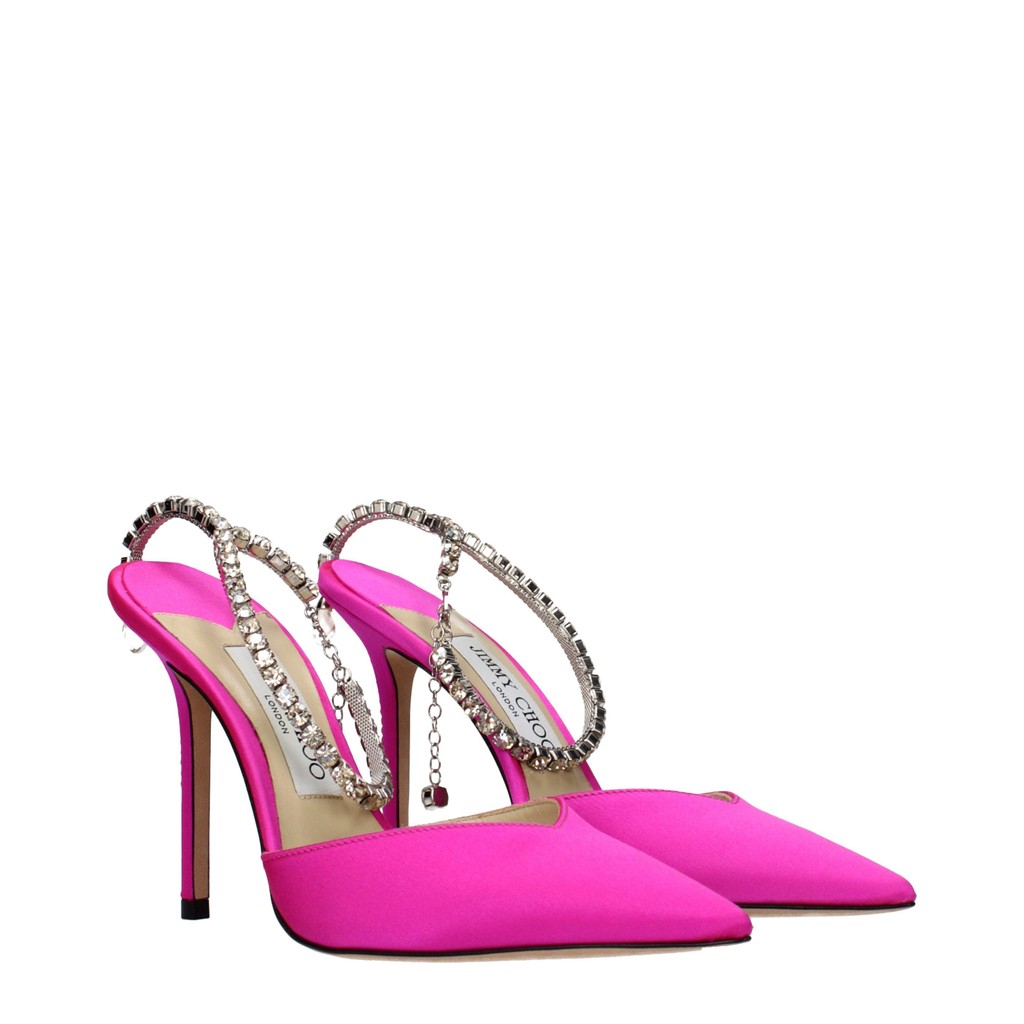 Jimmy Choo Saeda Pumps met puntige neus en haaksluiting – Fuchsia