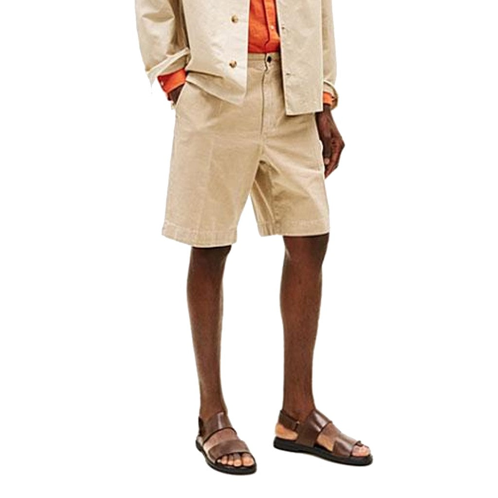 Tommy Hilfiger Effen bermuda short met logo – Beige