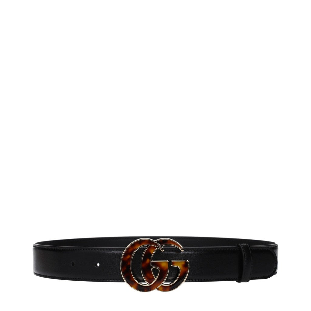Gucci Leren riem met goudkleurige details – Zwart