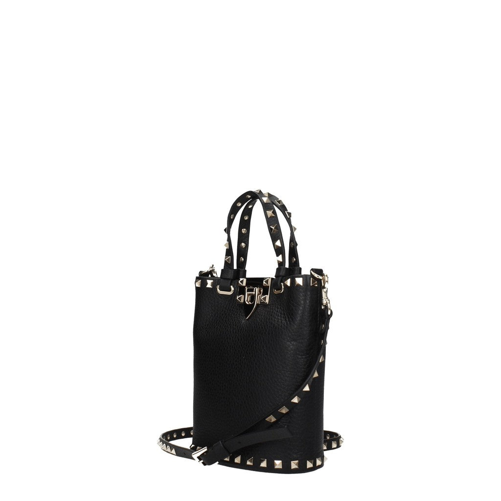 Valentino Garavani Leren crossbodytas met goudkleurige details – Zwart