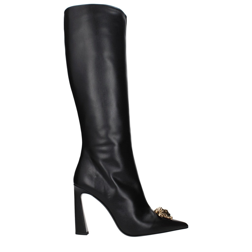 Versace Laarzen met hak en puntige neus – Zwart