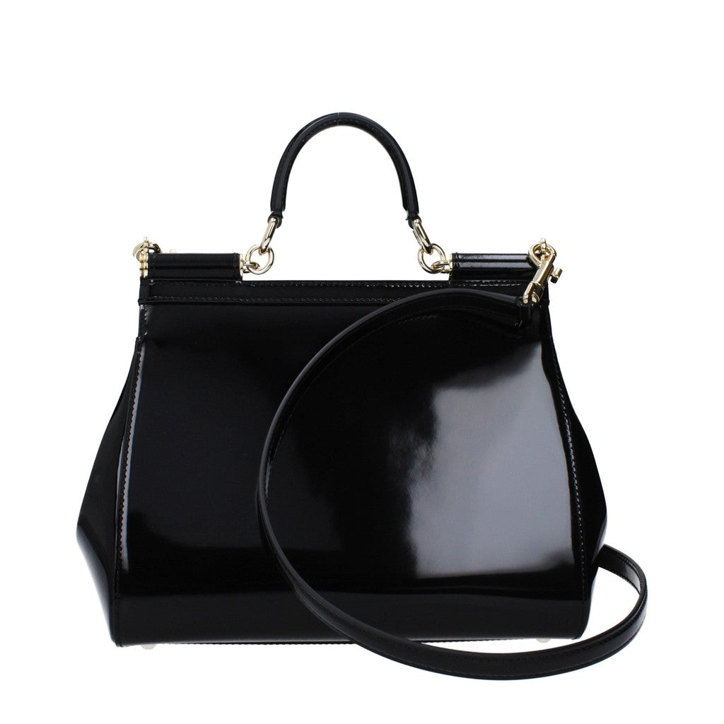Dolce & Gabbana Sicily Handtas van lakleer – Zwart