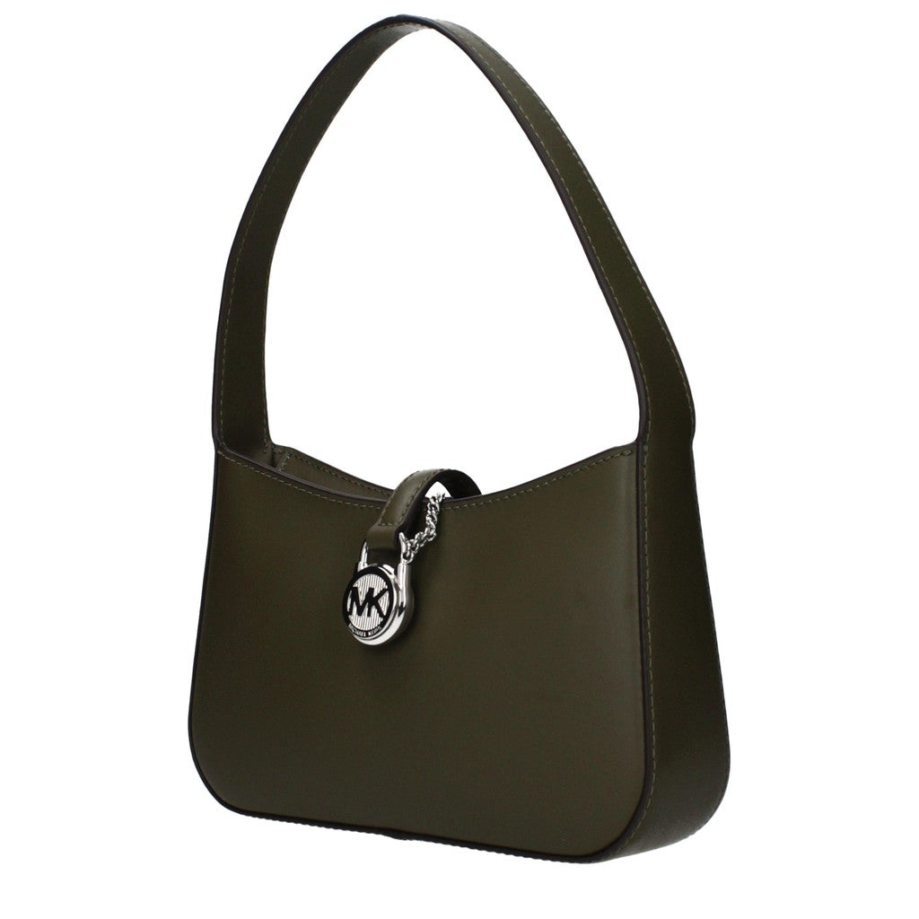Michael Kors Lyra Schoudertas met drukknoopsluiting – Olijfgroen