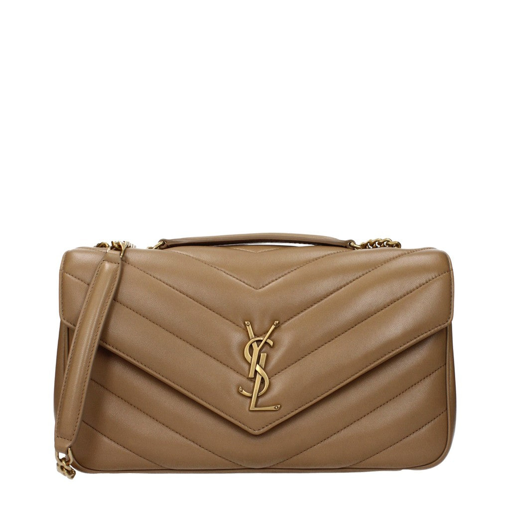 Saint Laurent Loulou Ruime schoudertas met drukknoopsluiting – Bruin
