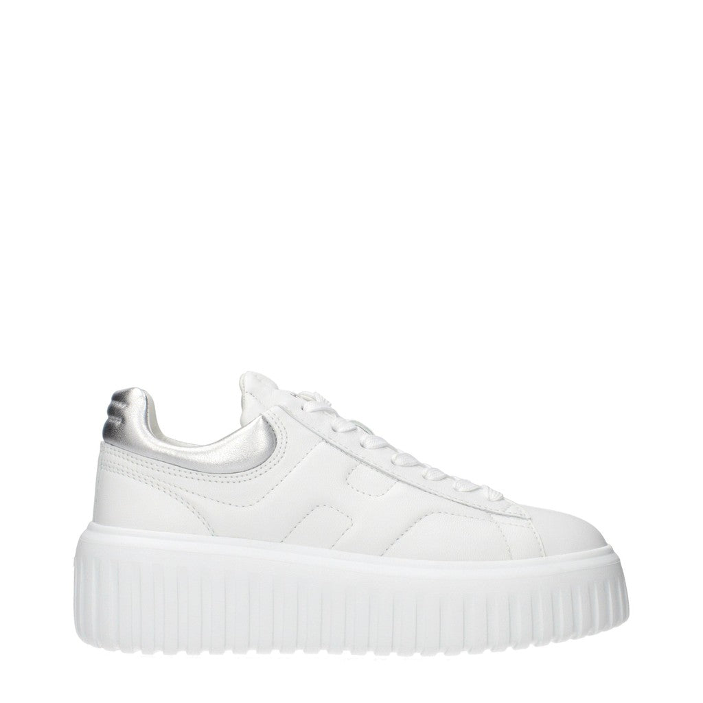 Hogan H-Stripes Leren sneakers met plateauzool – Wit / Zilver