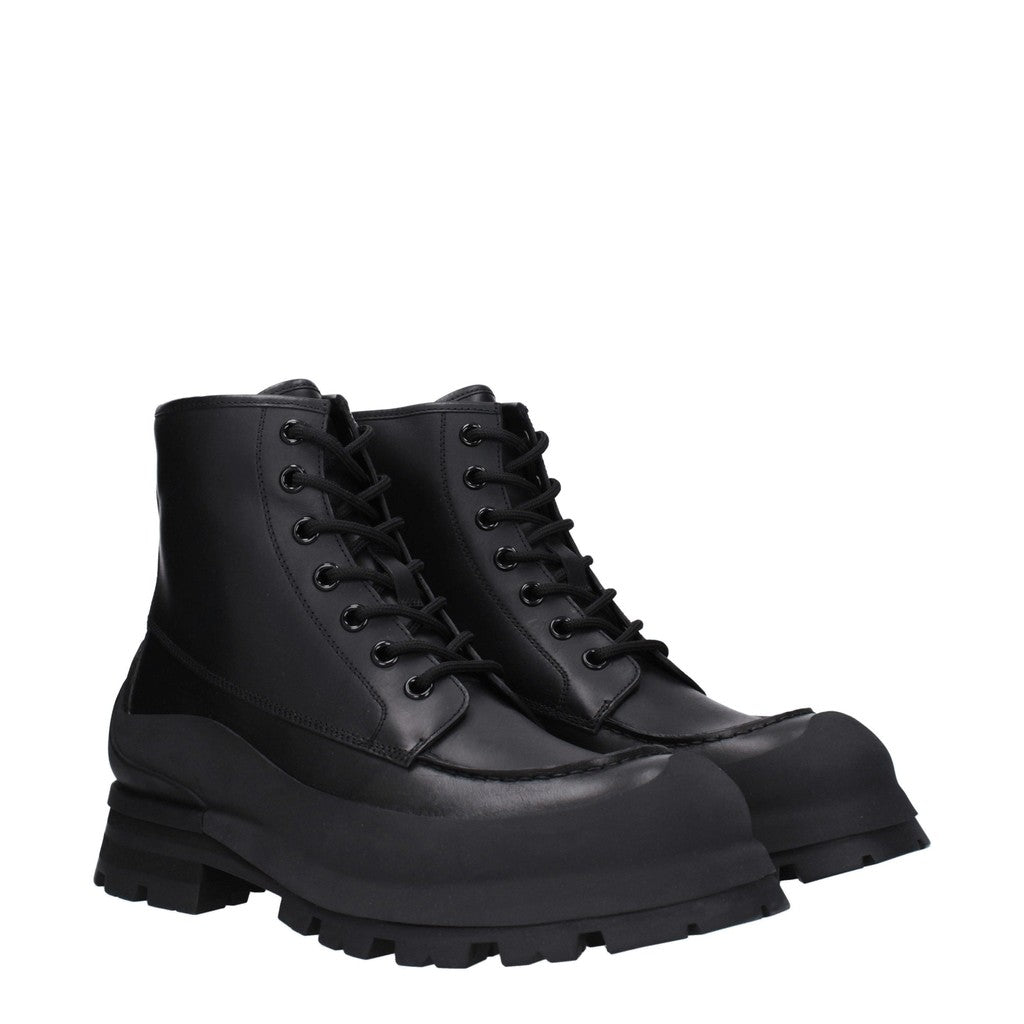 Alexander McQueen Leren boots met rubberen zool – Zwart