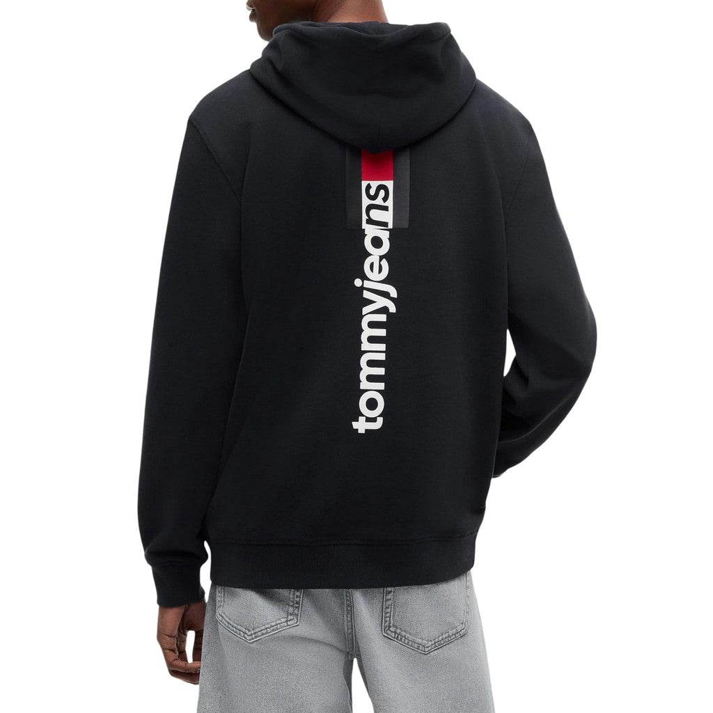 Tommy Jeans Regular Fit Hoodie van geborstelde stof met bedrukt logo – Zwart