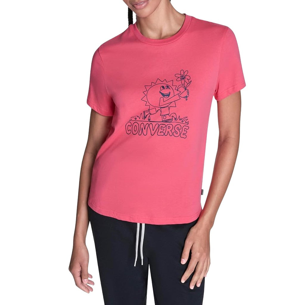 Converse Tweekleurig T-shirt met logo – Roze