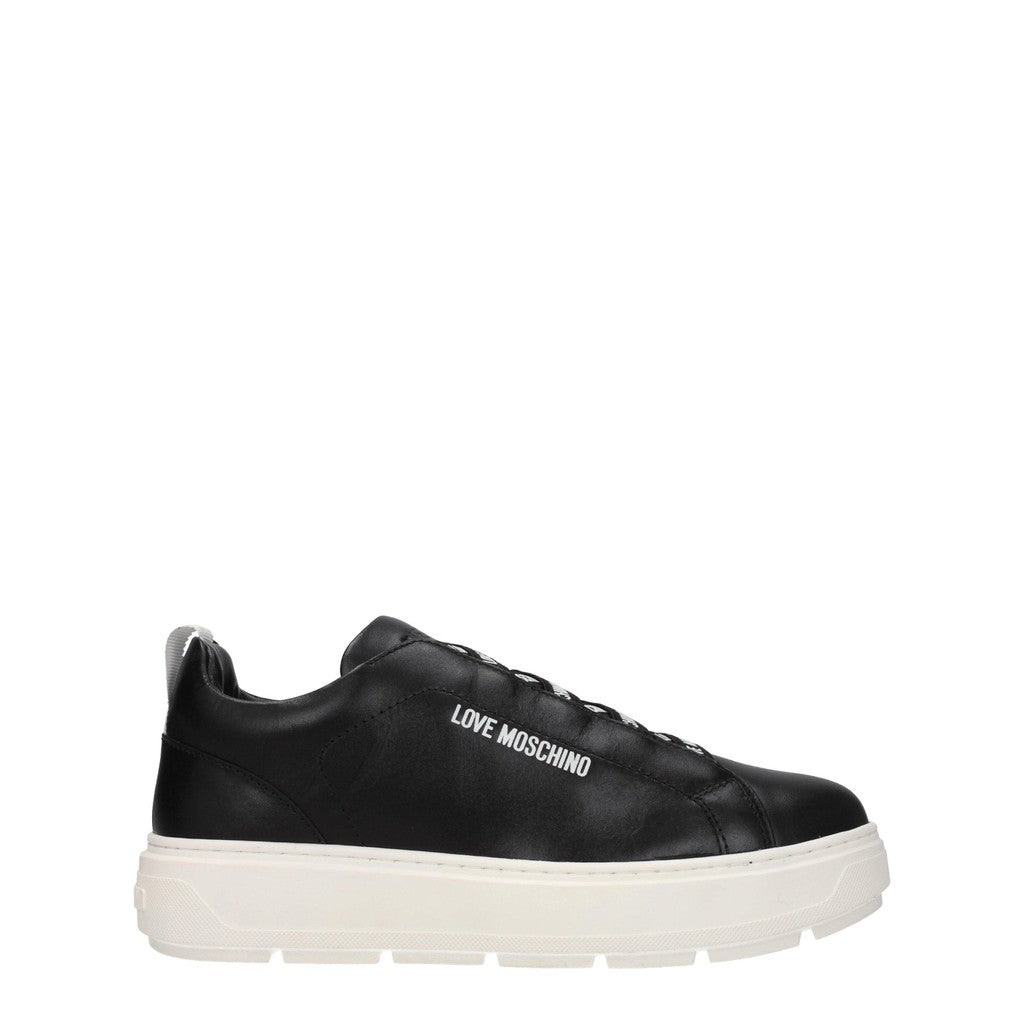 Love Moschino Leren sneakers met rubberen zool – Zwart